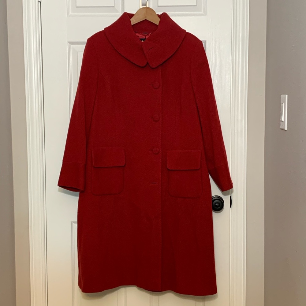 Marks & Spencer wool full length red overcoat